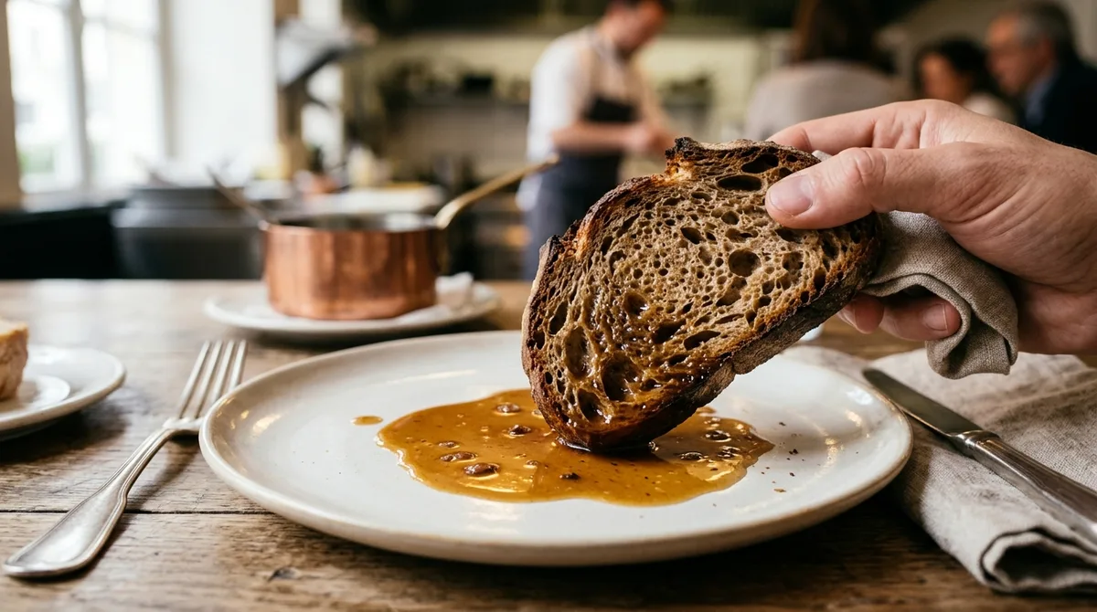 Éponger avec son pain le liquide d'un plat : le terme en cuisine